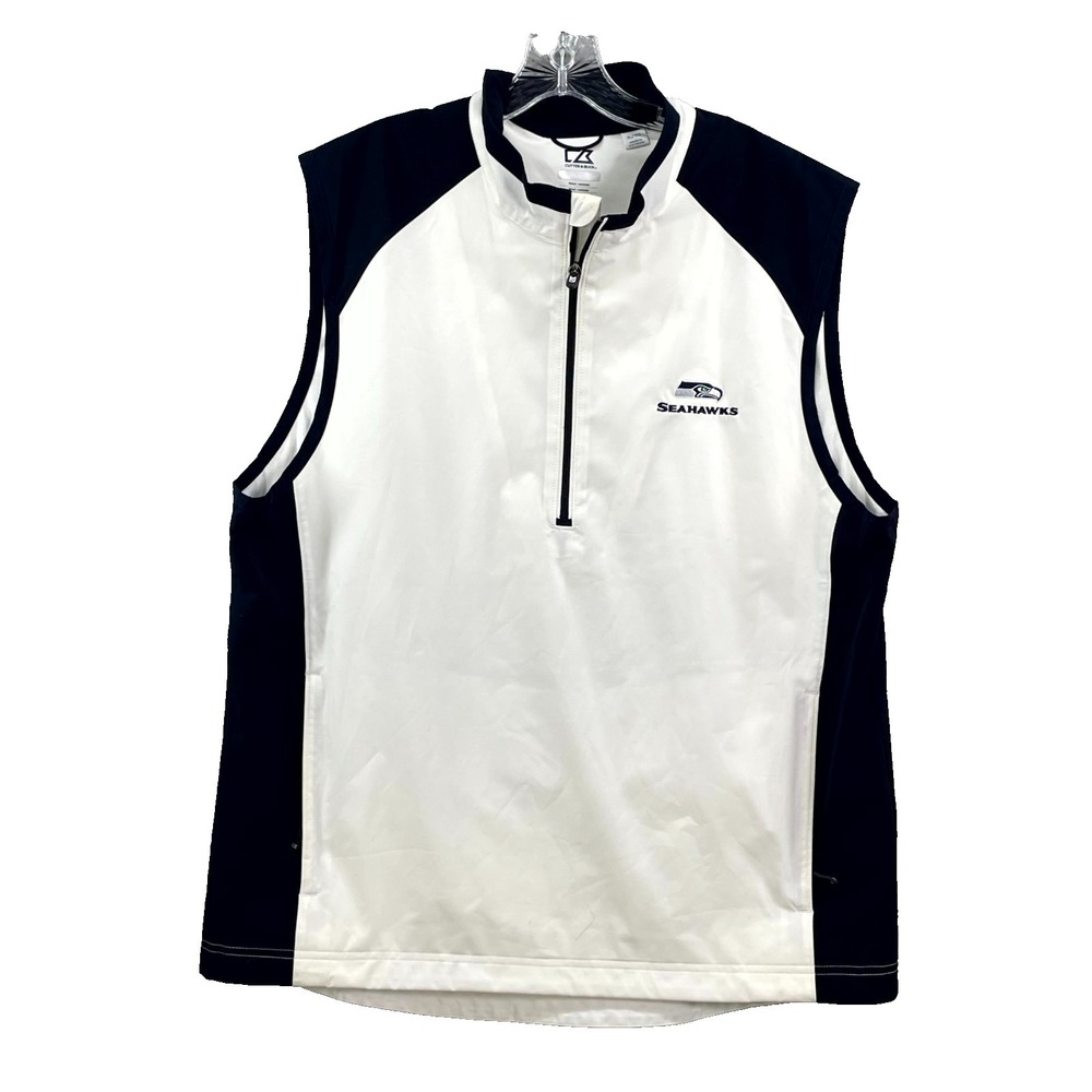Cutter & Buck WeatherTec Seattle Seahawks Vest Mens XL Half Zip Performance Surf